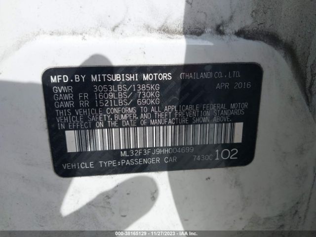 ML32F3FJ9HH004699 Mitsubishi Mirage G4 Es