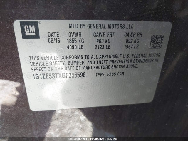 Chevrolet MALIBU 1LT 2016 1G1ZE5STXGF356596 Image 9