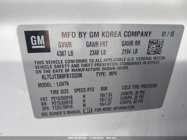 Chevrolet TRAX LTZ 2015 KL7CJTSB8FB133206 Image 9