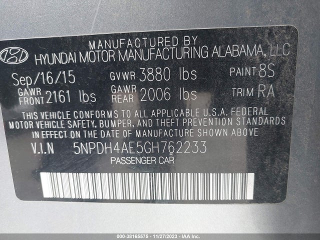 Hyundai ELANTRA SE 2016 5NPDH4AE5GH762233 Image 9