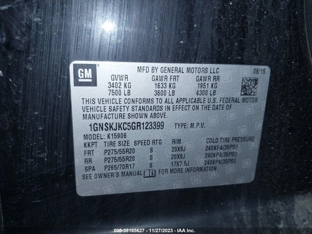 Chevrolet Suburban Ltz 2016 1GNSKJKC5GR123399 Image 9