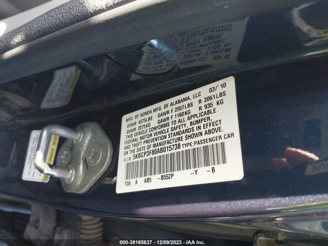 2010 HONDA ACCORD 3.5 EX-L VIN: 5KBCP3F80AB015738
