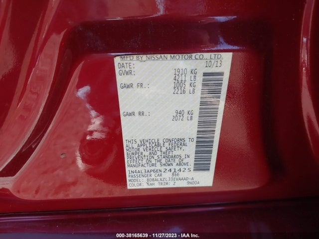Nissan Altima 2.5 Sl 2014 1N4AL3AP6EN241425 Image 9