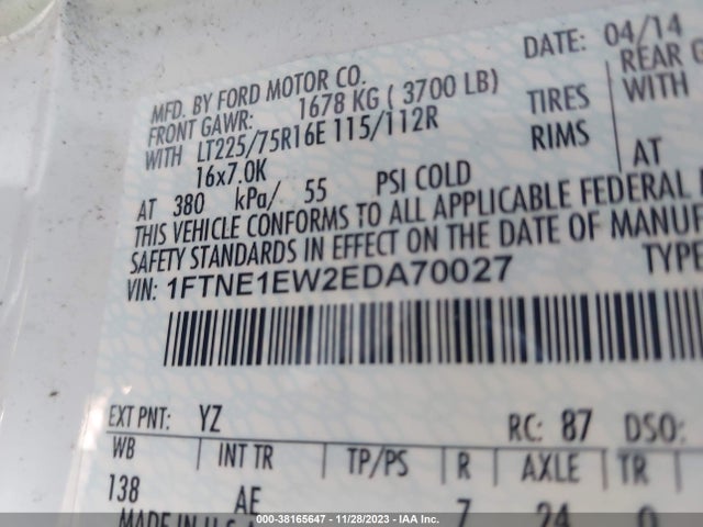 Ford E-150 Commercial 2014 1FTNE1EW2EDA70027 Image 9