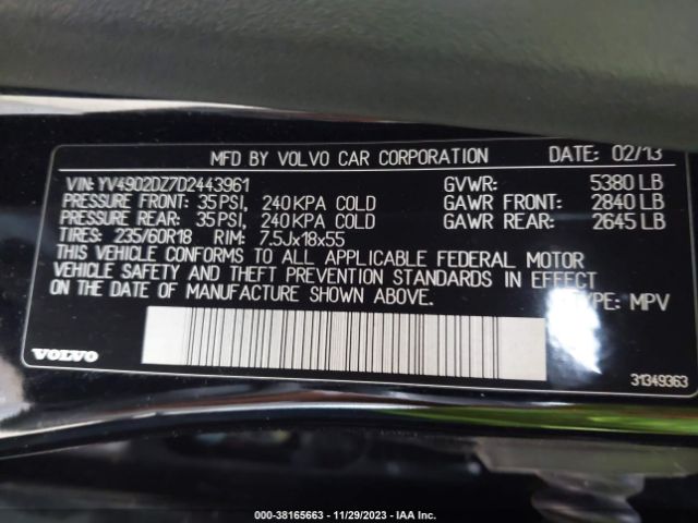2013 VOLVO XC60 YV4902DZ7D2443961 Photo 8