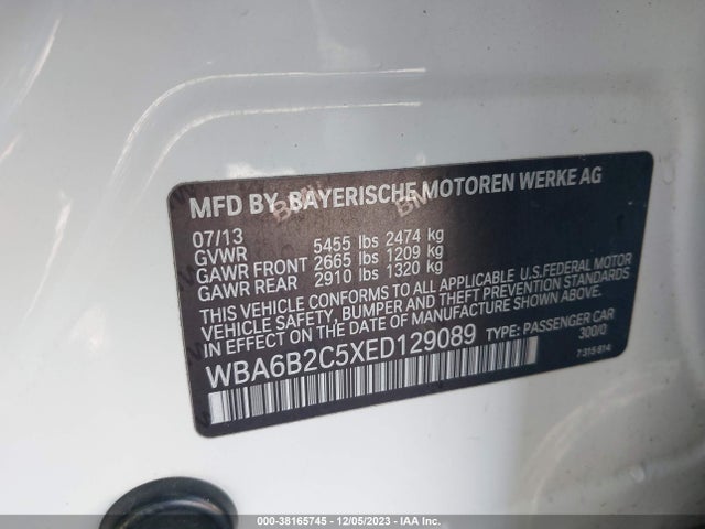 BMW 650i Gran Coupe 2014 WBA6B2C5XED129089 Image 9