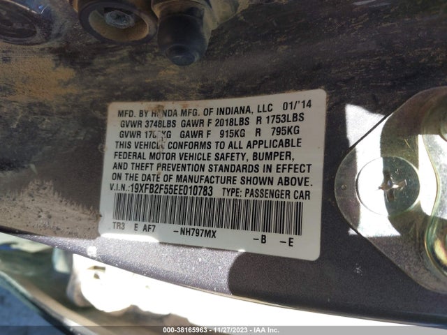 Honda Civic Lx 2014 19XFB2F55EE010783 Image 9