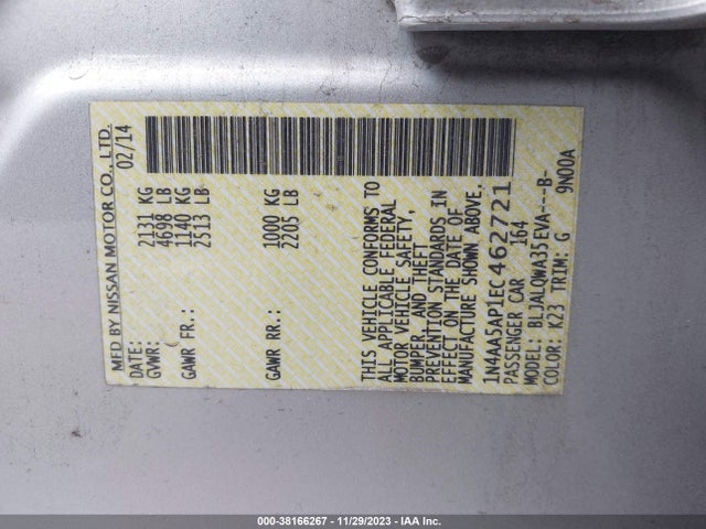 Nissan Maxima 3.5 S/3.5 Sv 2014 1N4AA5AP1EC462721 Image 9