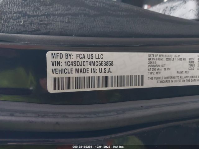 1C4SDJCT4MC663858 Dodge Durango R/t Awd