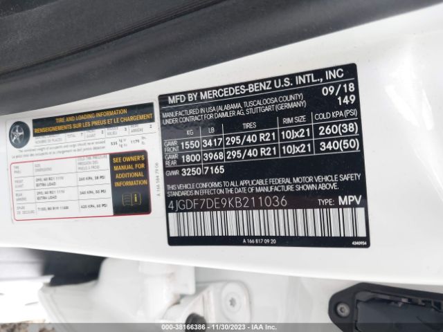 2019 MERCEDES-BENZ GLS 550 4JGDF7DE9KB211036 Photo 8