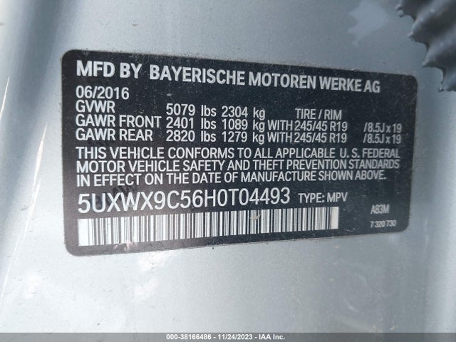 BMW X3 Xdrive28i 2017 5UXWX9C56H0T04493 Image 9