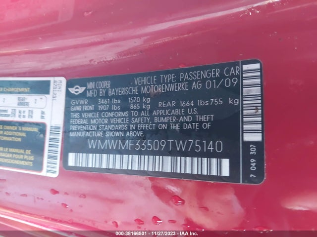 2009 MINI COOPER WMWMF33509TW75140 Photo 8
