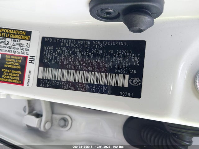 2021 TOYOTA AVALON TRD VIN: 4T1FZ1FB6MU060583