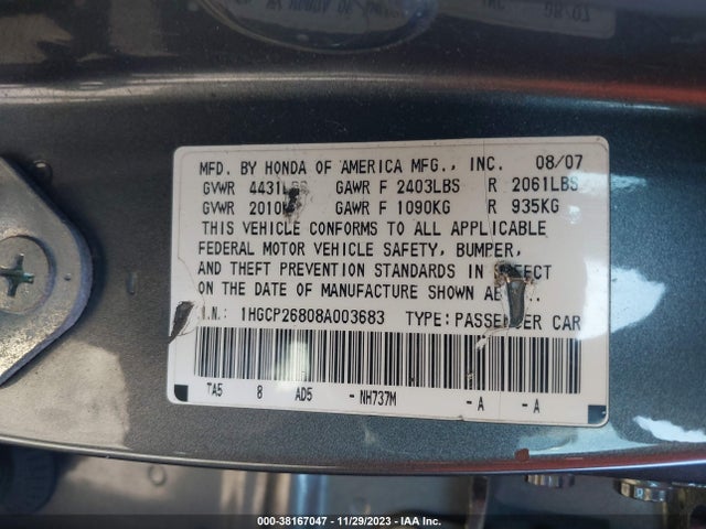 2008 HONDA ACCORD 2.4 EX-L VIN: 1HGCP26808A003683