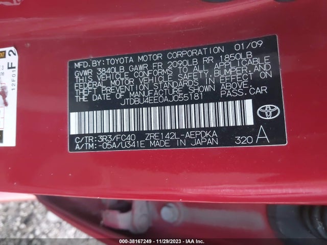 2010 TOYOTA COROLLA LE VIN: JTDBU4EE0AJ055181