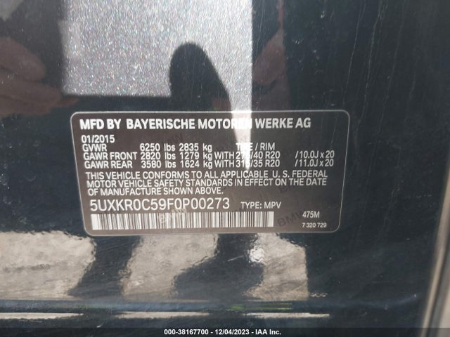 BMW X5 Xdrive35i 2015 5UXKR0C59F0P00273 Image 9