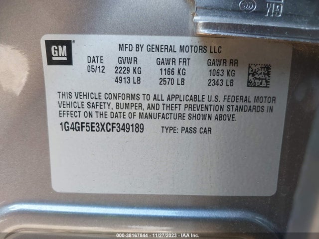 2012 BUICK LACROSSE PREMIUM 2 GROUP VIN: 1G4GF5E3XCF349189