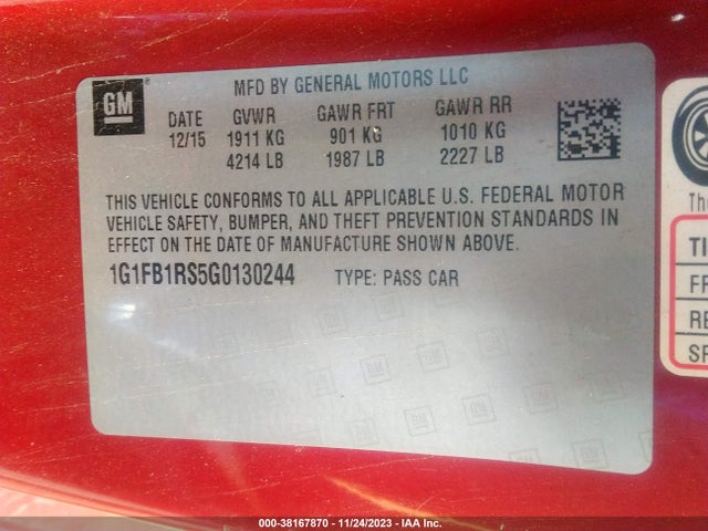 Chevrolet Camaro 1lt 2016 1G1FB1RS5G0130244 Image 9