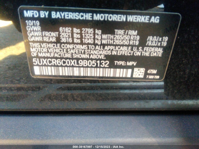 BMW X5 Xdrive40i 2020 5UXCR6C0XL9B05132 Image 9