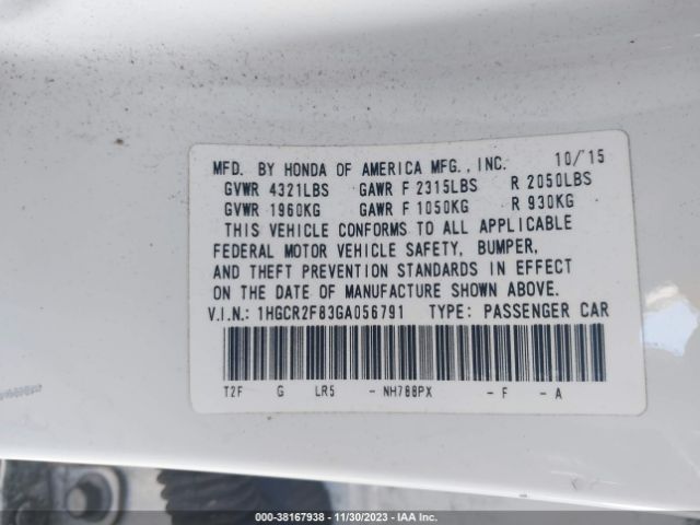 1HGCR2F83GA056791 Honda Accord Ex-l