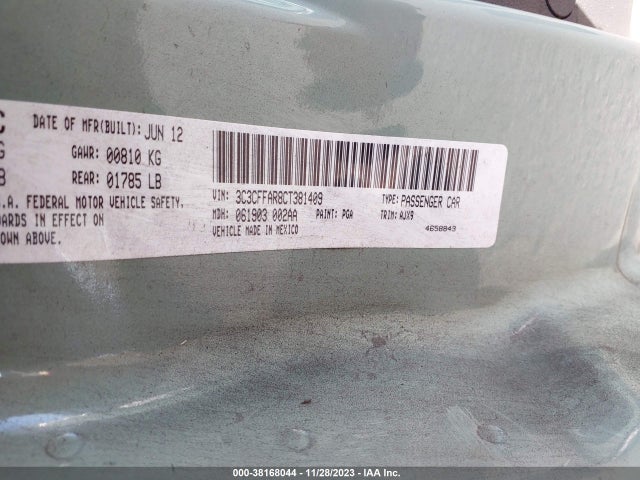 2012 FIAT 500 3C3CFFAR8CT381409 Photo 8