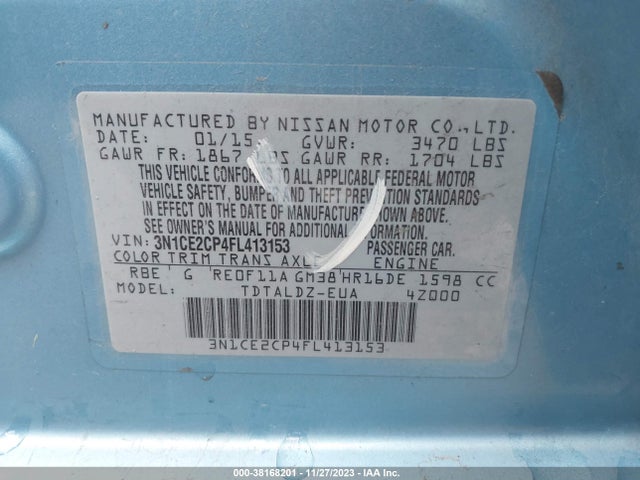 Nissan Versa Note S Plus/sv/sr/s (sr)/sl 2015 3N1CE2CP4FL413153 Image 9
