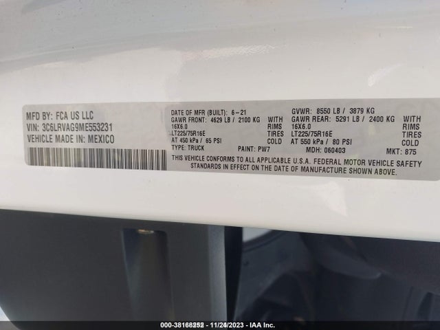 RAM Promaster Cargo Van 2021 3C6LRVAG9ME553231 Image 9