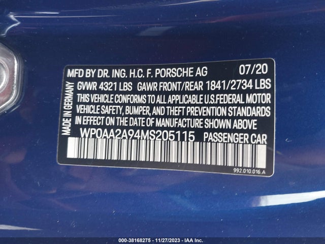 2021 PORSCHE 911 WP0AA2A94MS205115 Photo 8