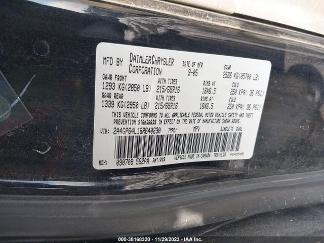 2006 CHRYSLER TOWN & COUNTRY LIMITED VIN: 2A4GP64L16R640230