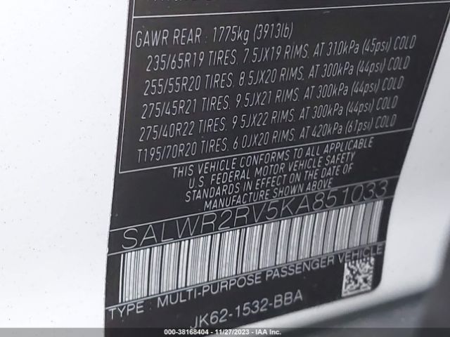 SALWR2RV5KA851033 Land Rover Range Rover Sport Hse