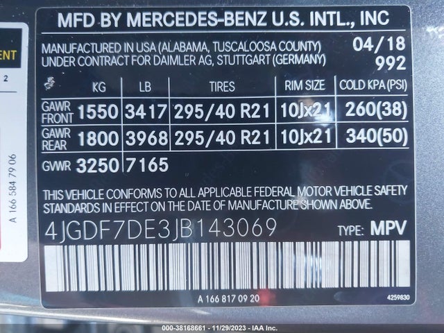Mercedes-Benz Gls 550 2018 4JGDF7DE3JB143069 Image 9