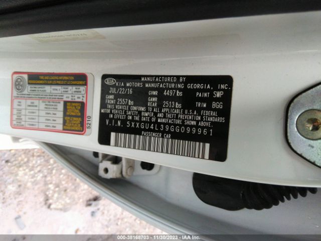 5XXGU4L39GG099961 KIA OPTIMA EX