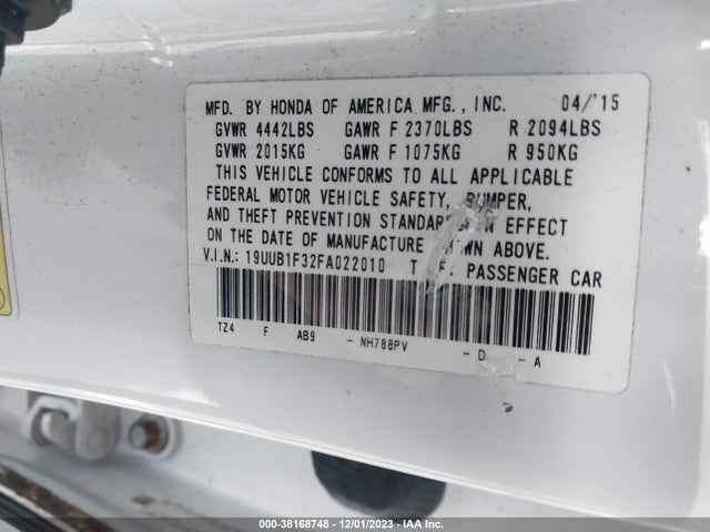 Acura TLX 2015 19UUB1F32FA022010 Image 9