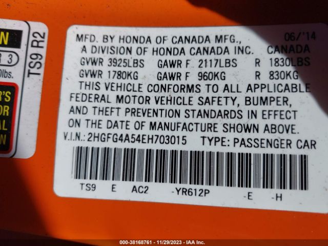 2HGFG4A54EH703015 Honda CIVIC SI