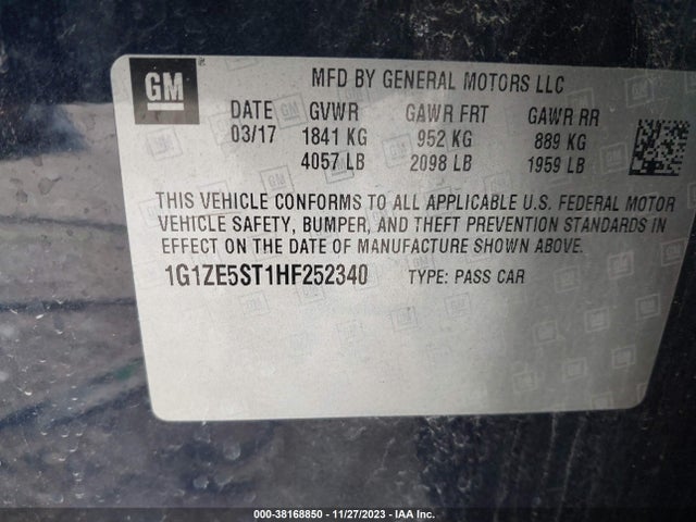 Chevrolet MALIBU 1LT 2017 1G1ZE5ST1HF252340 Image 9