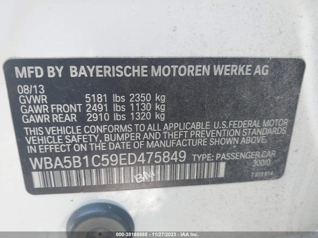 BMW 535i 2014 WBA5B1C59ED475849 Image 9