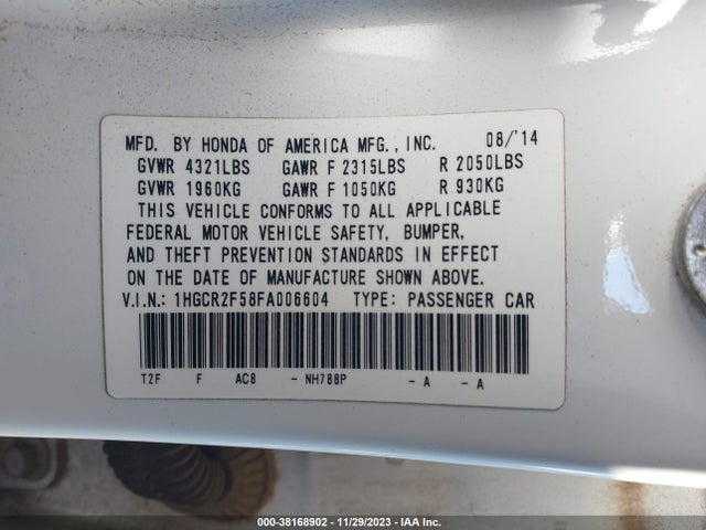Honda Accord Sport 2015 1HGCR2F58FA006604 Image 9