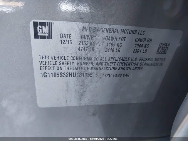 Chevrolet IMPALA 1LT 2017 1G1105S32HU181155 Image 9