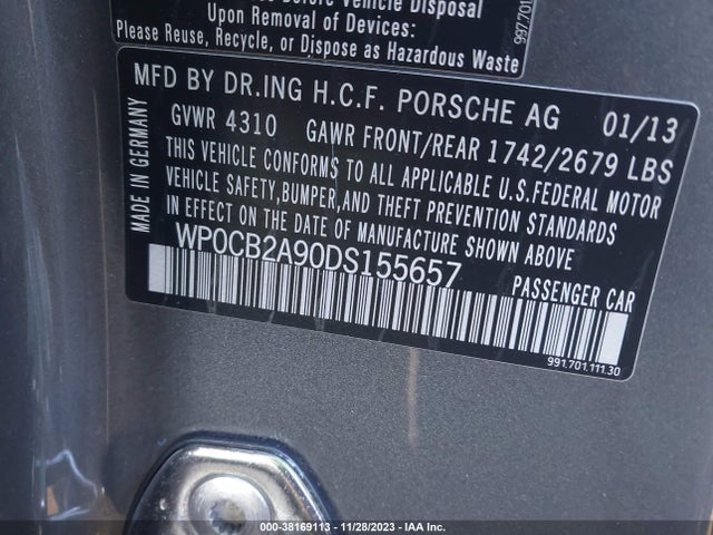2013 PORSCHE 911 WP0CB2A90DS155657 Photo 8
