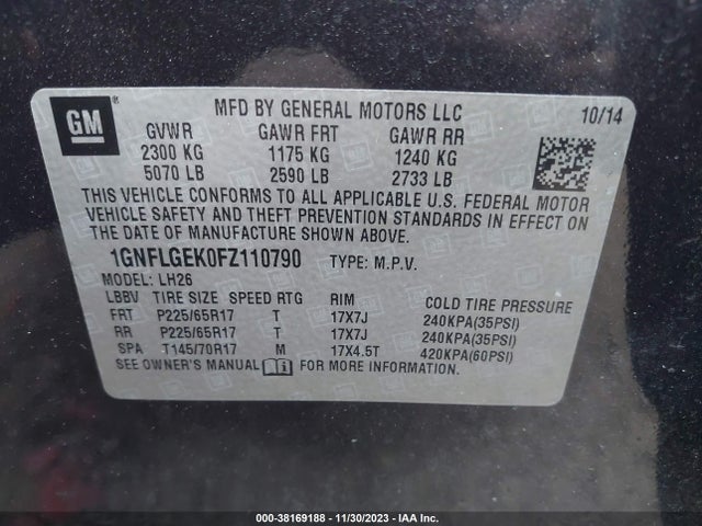 Chevrolet Equinox 2lt 2015 1GNFLGEK0FZ110790 Image 9