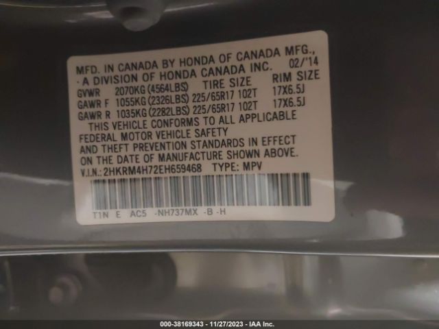 2HKRM4H72EH659468 Honda Cr-v Ex-l