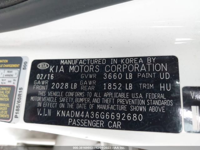 KNADM4A36G6692680 KIA RIO LX
