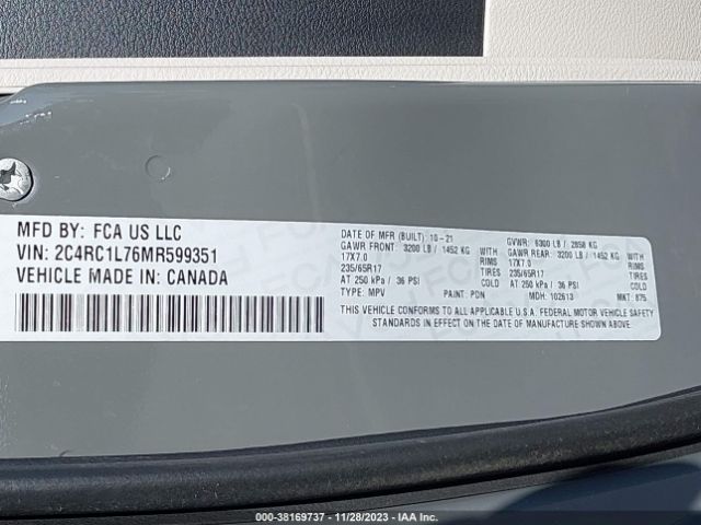 2C4RC1L76MR599351 Chrysler Pacifica Hybrid Touring L