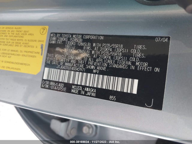2004 LEXUS RX 330 VIN: JTJGA31U140042971