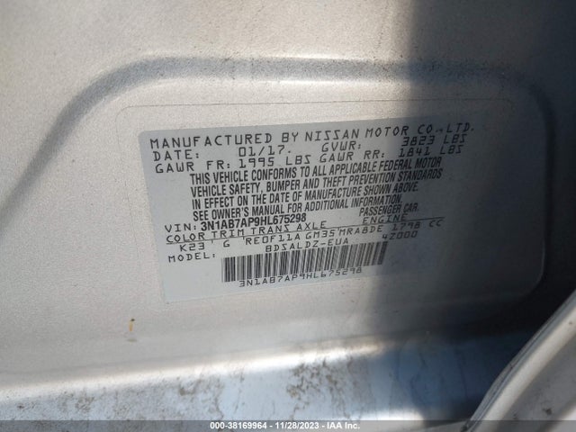 Nissan SENTRA SV 2017 3N1AB7AP9HL675298 Image 9