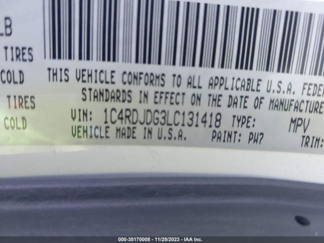 1C4RDJDG3LC131418 Dodge Durango Gt Plus Awd