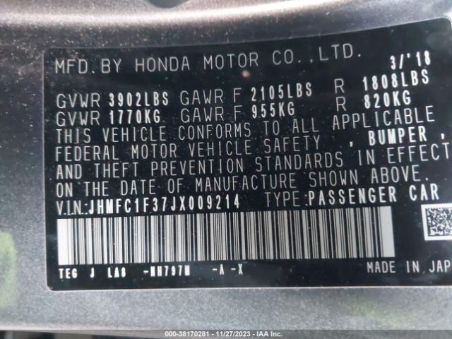 JHMFC1F37JX009214 Honda Civic Ex-t