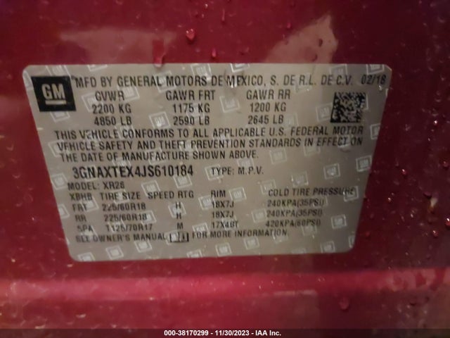 Chevrolet EQUINOX LT 2018 3GNAXTEX4JS610184 Image 9