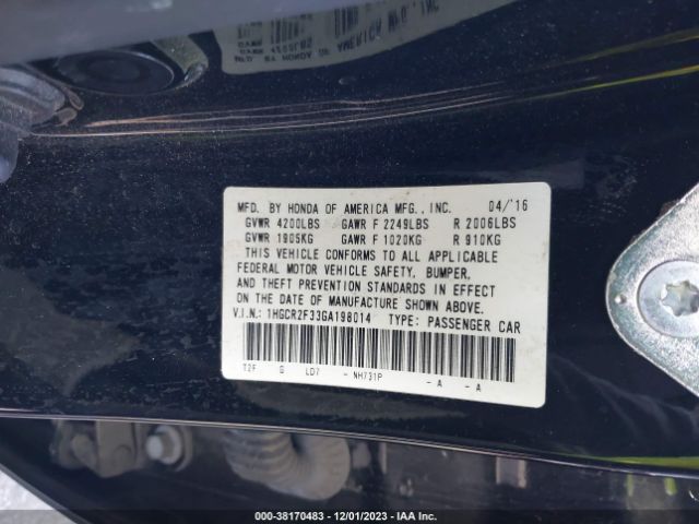 1HGCR2F33GA198014 Honda ACCORD LX