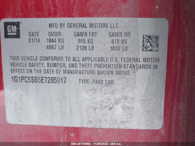 Chevrolet Cruze 1lt Auto 2014 1G1PC5SB5E7285917 Image 9